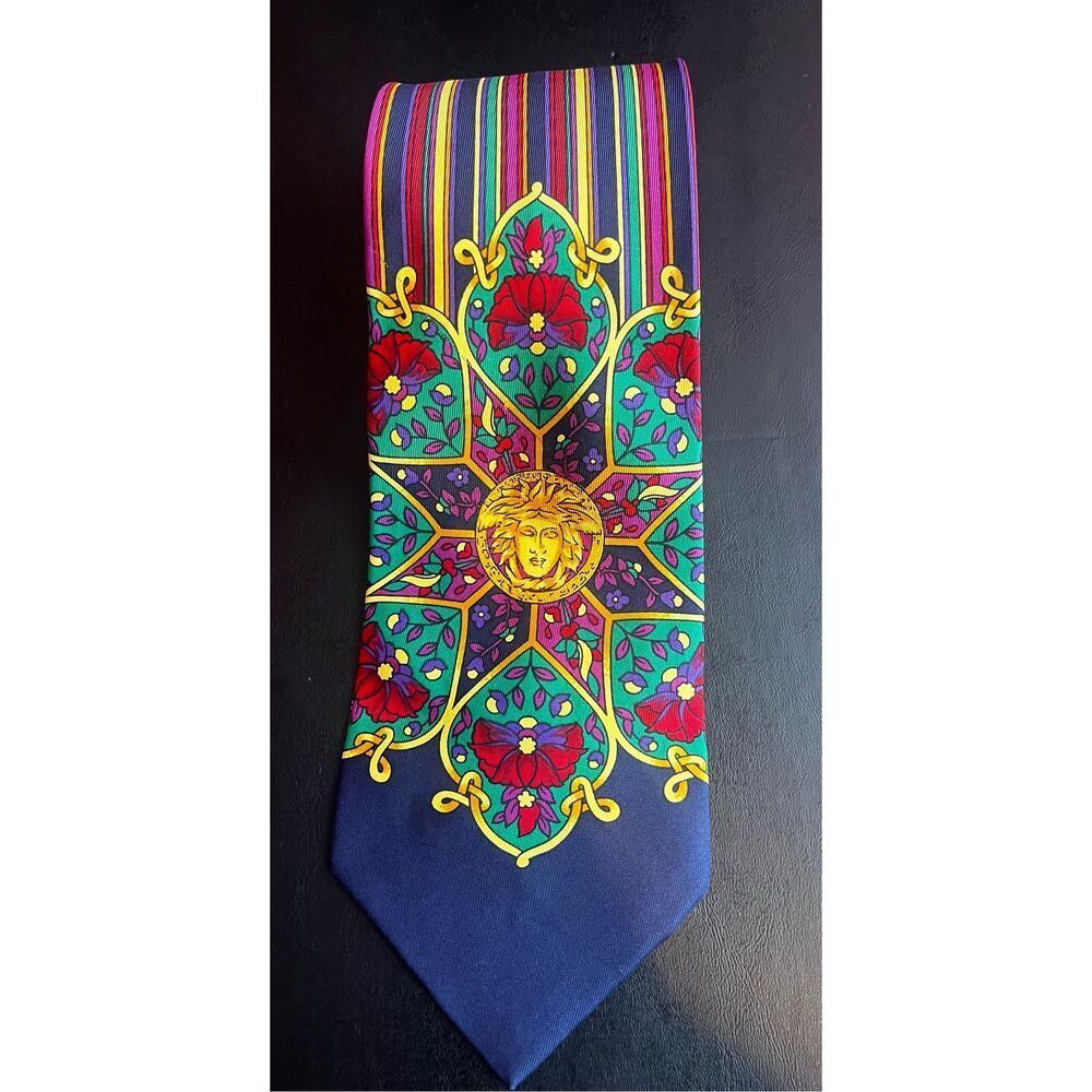 Versace Medusa print silk tie